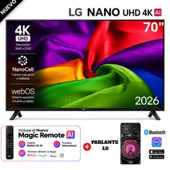 LG - Televisor 70" NANO 4K UHD AI Smart TV 70NU850BPSD 2026 + Parlante