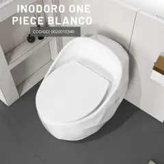 FRATELLI - Inodoro One Piece Ovalado Blanco Rocoso GAIA con Tapa Cierre Suave y Botón Dual