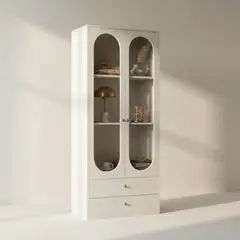 DIBA MUEBLES - Vitrina Organizadora con Puertas de Vidrio y Cajones Modelo Luna