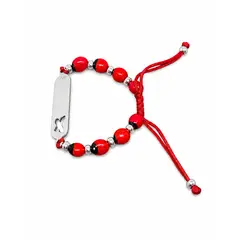 GENERICO - Pulsera de Huayruro con Plata y Placa con Diseño de Mariposa