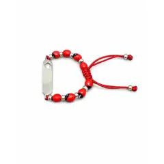 GENERICO - Pulsera de Huayruro con Placa de Plata y Cordón Rojo Ajustable