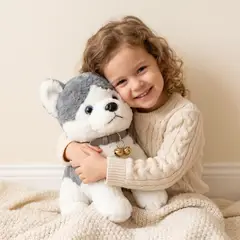 GENERICO - Peluche Perro Siberiano Sentado 38 cm