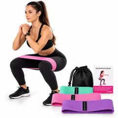 BAZAR 360 - Pack 3 Bandas de Resistencia para Glúteos y Piernas Yoga Pilates con 3 Niveles