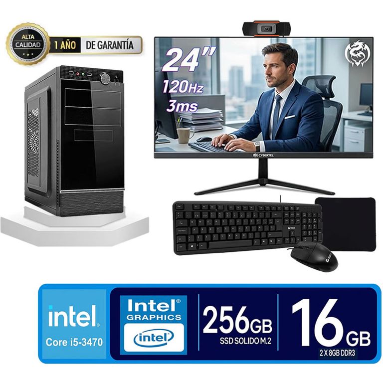 Computadora Pc Core i5 3470 Monitor 24 fhd' RAM 8GB SSD 256G