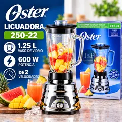 OSTER - LICUADORA 250-22 CLASICA 600W 2 VELOCIDADES VASO DE VIDRIO 1.25L SISTEMA ALL-METAL DRIVE