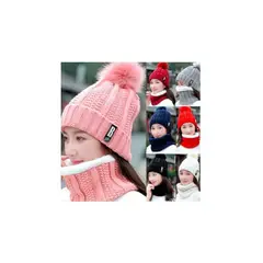 GENERICO - Gorro lana con cuellera tejido invierno forro polar