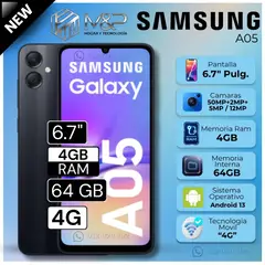 SAMSUNG - Celular Galaxy A05 6.7" Pulg 4GB RAM 64GB Android 13-Negro