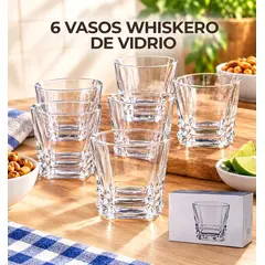 GENERICO - SET DE 6 VASOS WHISKERO DE VIDRIO 285ML