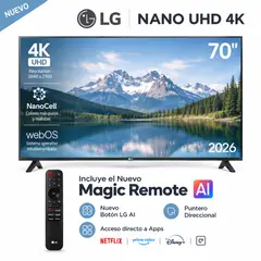 LG - Televisor LED 70" Pulg UHD 4K ThinQ AI 70NU850BPSD Nuevo