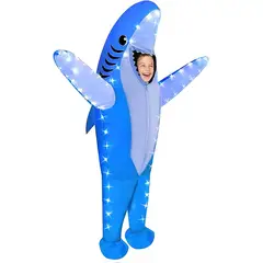 VATYERTY - Niño con traje de tiburón hinchable para Halloween Azul