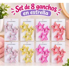 GENERICO - SET DE 8 GANCHOS EN FORMA DE ESTRELLA NIÑAS