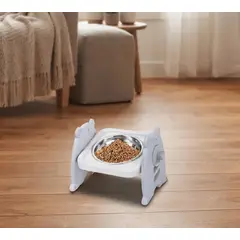 GENERICO - Comedero Elevado Con Plato Metálico Para Perros y Gatos