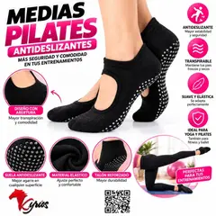 NO LOGO - CALCETINES ANTIDESLIZANTES PARA PILATES Y YOGA COLOR NEGRO