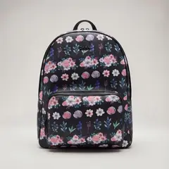 QARA - Mochila de Cuero Genuino Mila con Detalles Florales y Compartimento para Laptop
