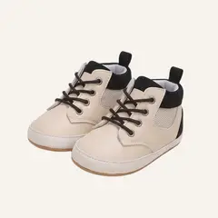 GENERICO - Zapatillas estilo botines Bebé Primeros Pasos Suela Blanda Unisex Beige