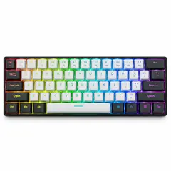 OEM - Teclado Gamer de Membrana 61 Teclas RGB, Compacto 60% Negro y Blanco