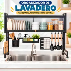 GENERICO - Estante Organizador De Acero Sobre Lavadero Con Porta Utensilios