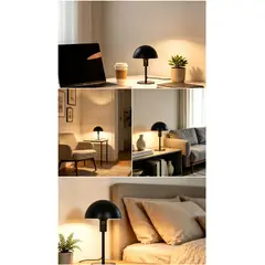 ORANGE - LAMPARA DE MESA DE METAL ERIC ESTILO OVNI LED MEDIA ESFERA ELEGANTE MODERNA E14 COLOR NEGRO