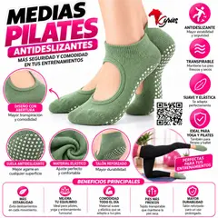 NO LOGO - CALCETINES ANTIDESLIZANTES PARA PILATES Y YOGA COLOR VERDE