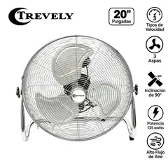 TREVELY - Ventilador Industrial de Piso VT-208 20" 135W 3 Velocidades