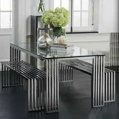 CASA CONCEPTO - MESA DE COMEDOR FERRI - ACERO INOXIDABLE