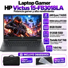 HP - Laptop Gamer Victus 15-FB3018LA AMD Ryzen 7 7445HS 8GB RAM 512GB SSD RTX 3050 15.6 FHD 144 Hz