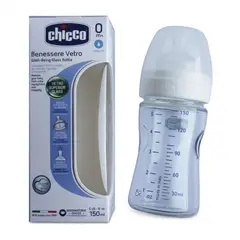 GENERICO - Biberón Chicco de Vidrio Vetro Glass con Tetina Silicona 150 ML