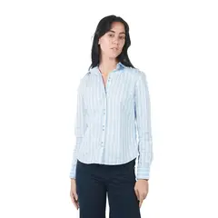 MICHELLE BELAU - Blusa Manga Larga De Cuello Camisero A Cuadros CELESTE