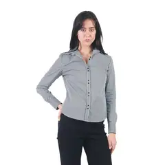 MICHELLE BELAU - Blusa Manga Larga De Cuello Camisero A Cuadros NEGRO