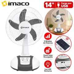 Imaco - Ventilador 14" Solar Recargable de mesa FAN1418SOL