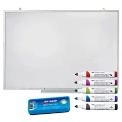 GENERICO - Pack Completo de Pizarra Blanca 30x40 + 5 Marcadores + Mota