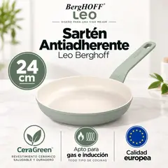 Berghoff - Sartén Antiadherente 24 cm Moonmist Cerámica Saludable para Cocina a Gas e Inducción