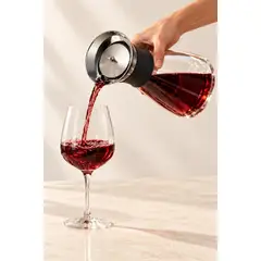 GENERICO - DECANTADOR DE VIDRIO BOROSILICATO CON TAPA DE ACERO INOXIDABLE 1.6 LT