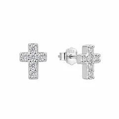 SANTORAL - Aretes Cruz Brillo - Plata
