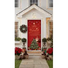 GENERICO - Forro Decorativo para Puerta en Navidad, Diseño Aleatorio