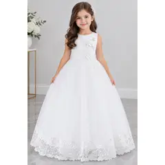 ARELYS - Vestido Niña Primera Comunión Blanco Talla 8