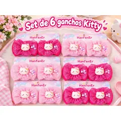 GENERICO - SET DE 6 GANCHOS KITTY NIÑAS