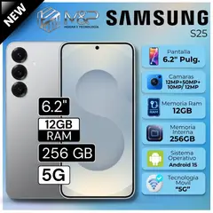 SAMSUNG - Celular S25 5G 6.2" Pulg. 12GB RAM 256GB Android 15 - Silver Shadow