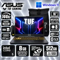 ASUS - LAPTOP TUF FX607VJR-TU315 INTEL CORE 5 205H 8GB 512GB RTX 3050 6GB, 16"