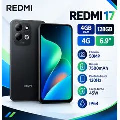 XIAOMI - Celular Redmi 17 4GB RAM 128GB 4G 6.9" 120Hz 50MP Negro