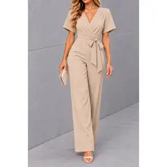 ANA RIVERO - Enterizo Scuba Beige Elegante