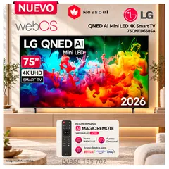 LG - Televisor 75” QNED Mini LED 4K Smart TV 2026 + Magic Remote | 75QNED65BSA