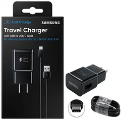 SAMSUNG - Cargador 15W Tipo C para S10 Note 9 A50 S9 Plus Negro