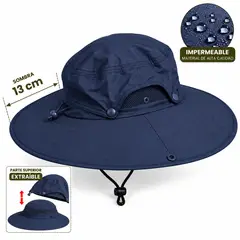 GENERICO - Sombrero ala ancha 13 cm impermeable protección UV transpirable trekking outdoor