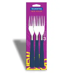 TRAMONTINA - Juego de Tenedores Blist Azul x 3 Piezas
