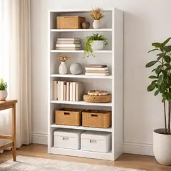 MUEBLEO - Librero Biblioteca Estante Melamina Color Blanco - Muebleo.pe