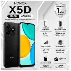 HONOR - Celular X5d 4GB RAM 128GB 6.74" - Negro