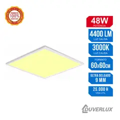 GENERICO - Panel LED Cuadrado 60x60 48W 4400LM Luz Cálida 3000K Blanco Empotrable