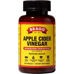VITAMINA - Vinagre de manzana Bragg - Cápsulas de vinagre de sidra – D3 y zinc – 750 mg 90 capulas