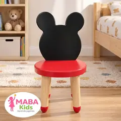 GENERICO - Silla Infantil Montessori de Madera con Respaldo de Animalitos